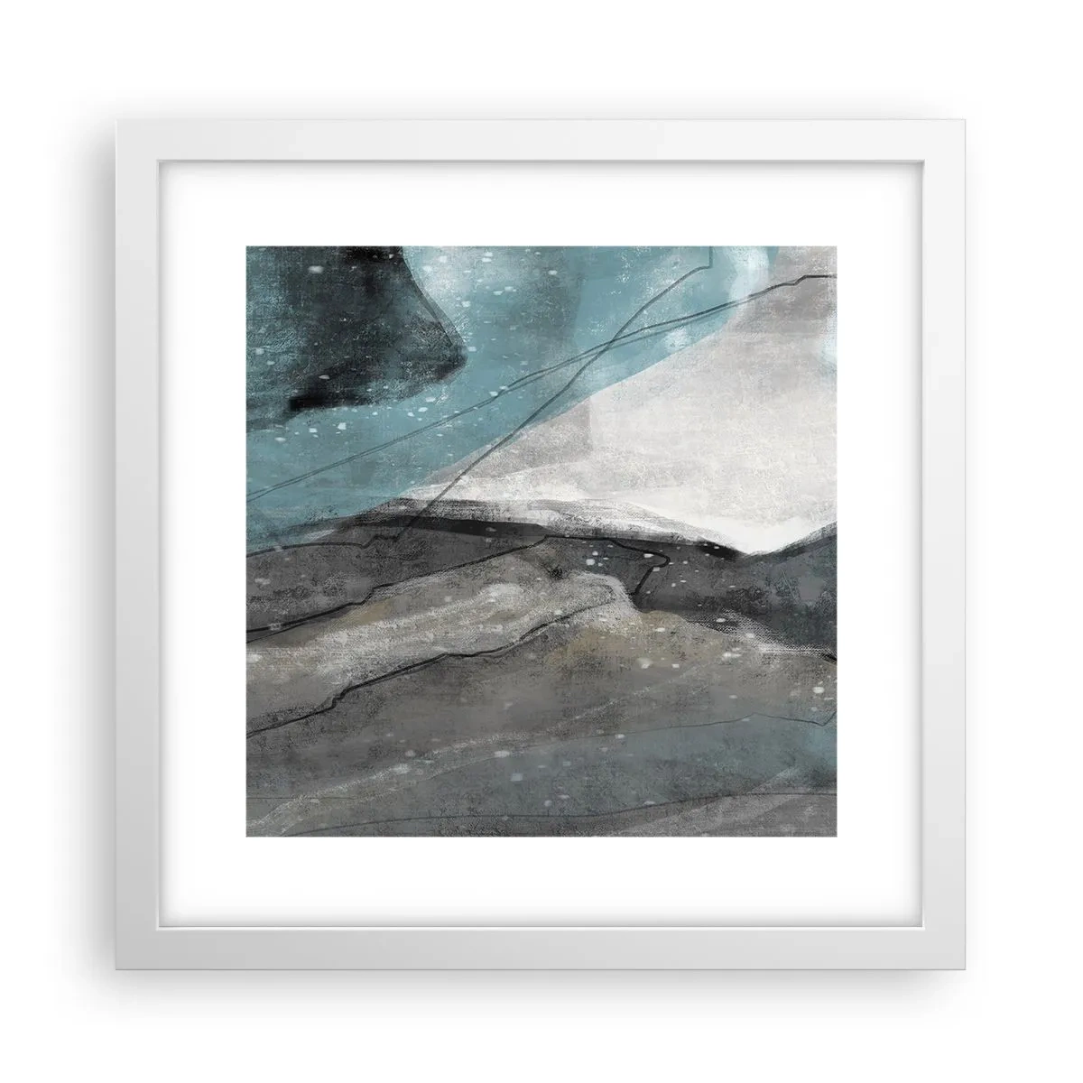 Poster in white frmae - Abstract: Rocks and Ice - 30x30 cm