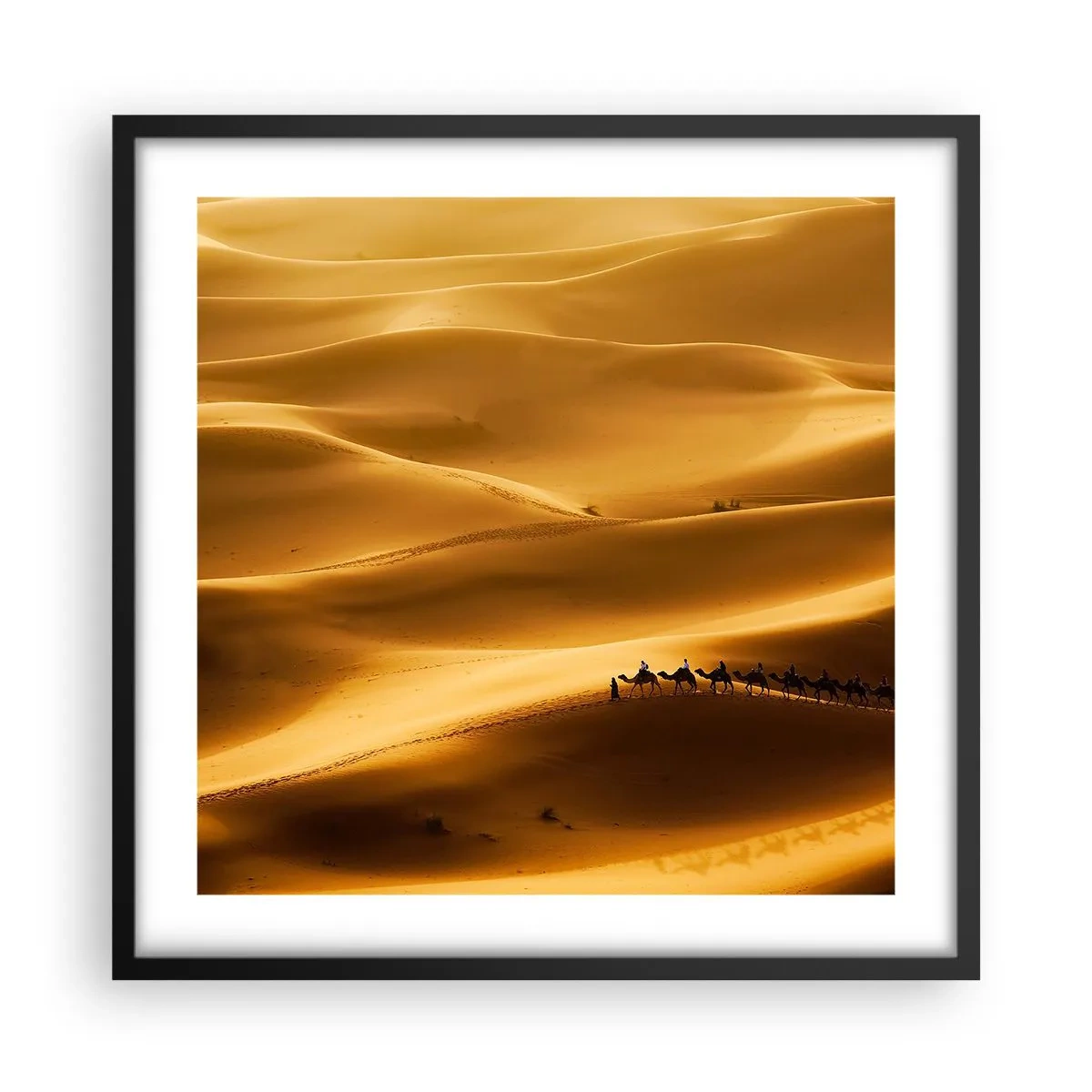 Poster in black frame - Caravan on the Waves of a Desert - 50x50 cm