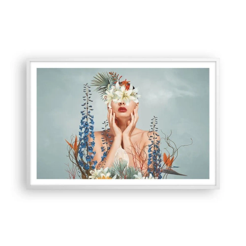 Poster in white frmae - Woman – Flower - 91x61 cm