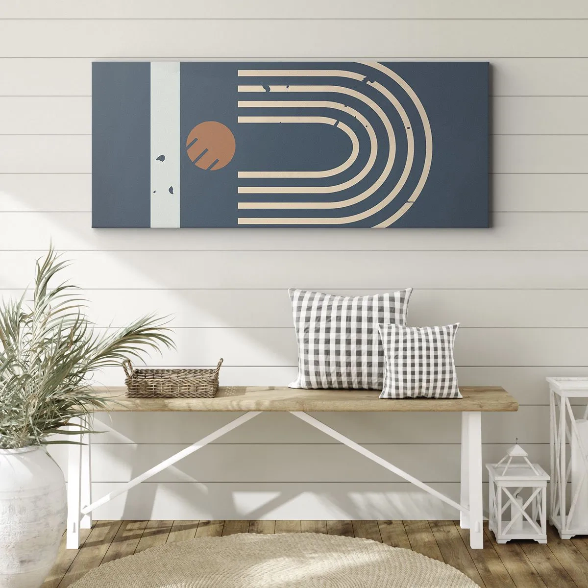 Canvas picture - Geometry on Navy Blue - 100x40 cm