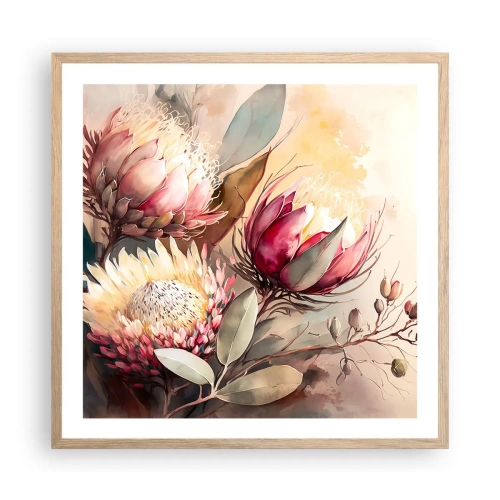 Poster in light oak frame - Profile and En Face - 60x60 cm