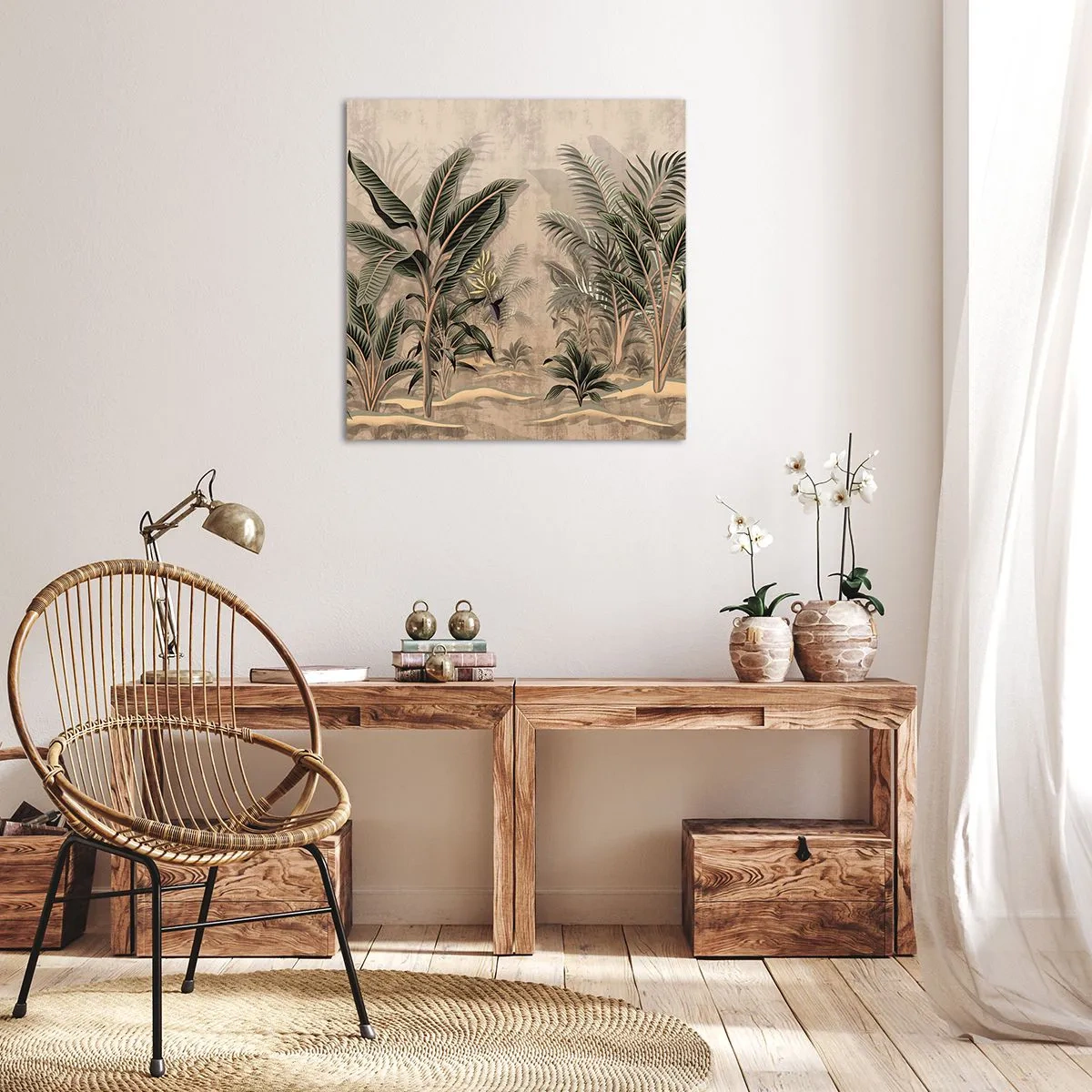 Canvas picture - Engraving in Colonial Style - 60x60 cm