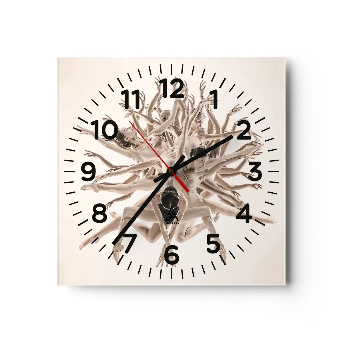 Wall clock - Clock on glass - Dance in Bloom - 40x40 cm