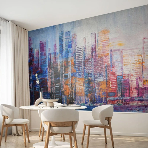 Self-Adhesive Photo Wallpaper Deluxe Sticker - Joyful Metropolis - City, Architecture, Skyscrapers - 350x256 cm