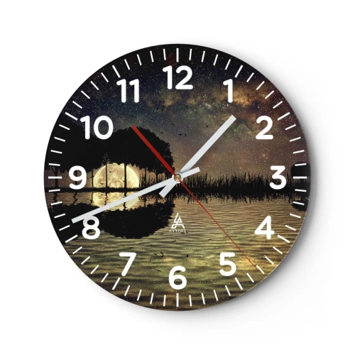 Wall clock - Clock on glass - Night at the Edge of the World - 40x40 cm