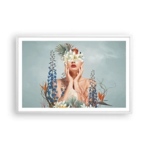 Poster in white frmae - Woman – Flower - 91x61 cm