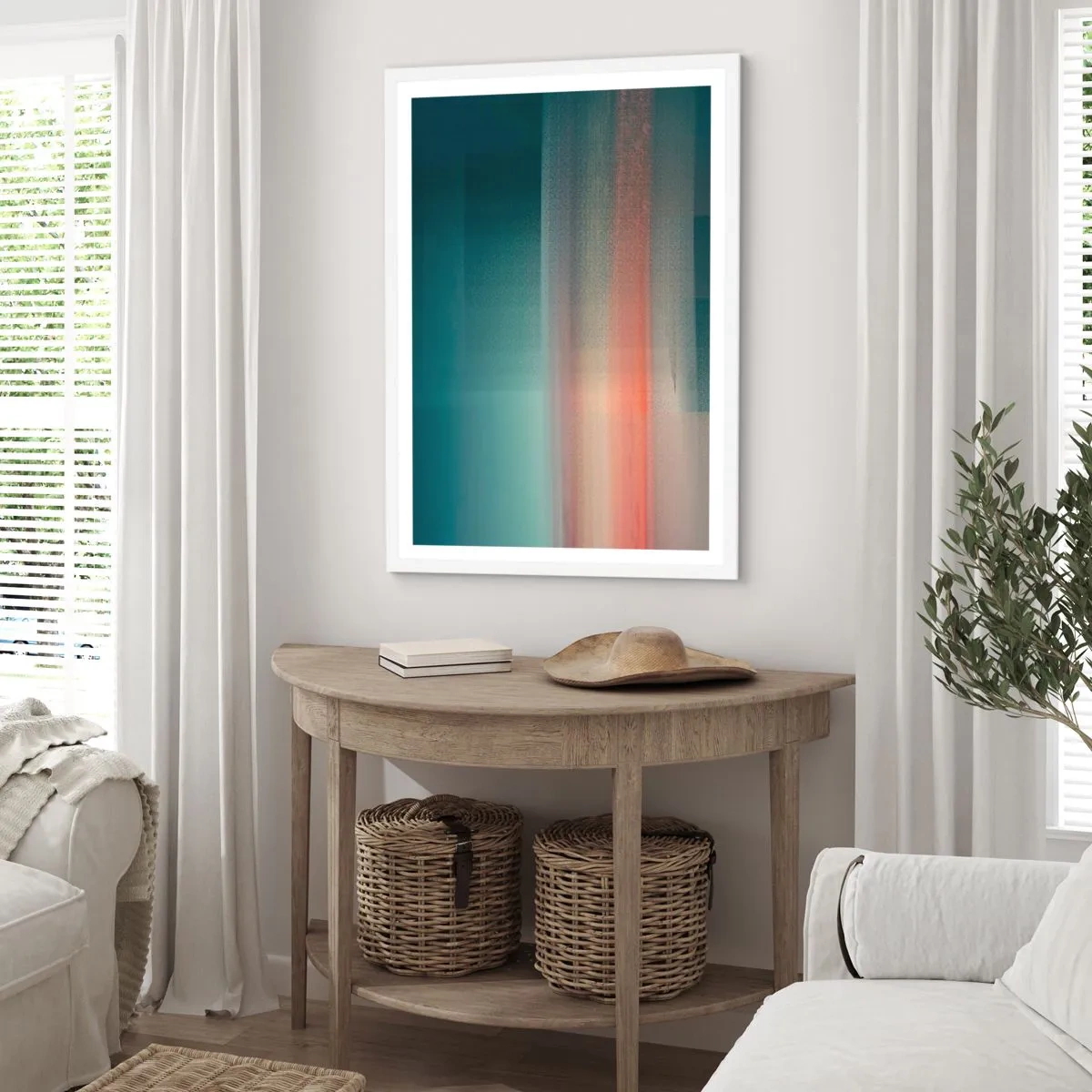 Poster in white frmae - Abstract: Light Waves - 40x50 cm