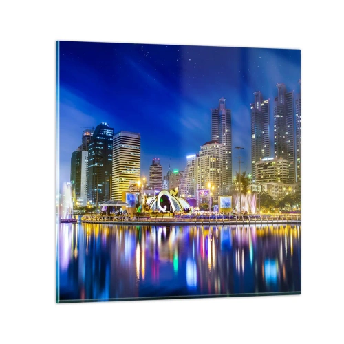 Glass picture - Rainbow Night of a Metropolis - 70x70 cm