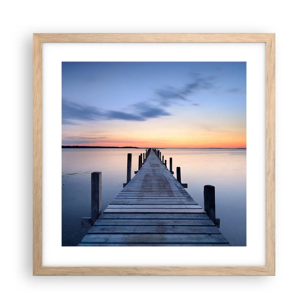 Poster in light oak frame - Calm of a Quiet Dusk - 40x40 cm