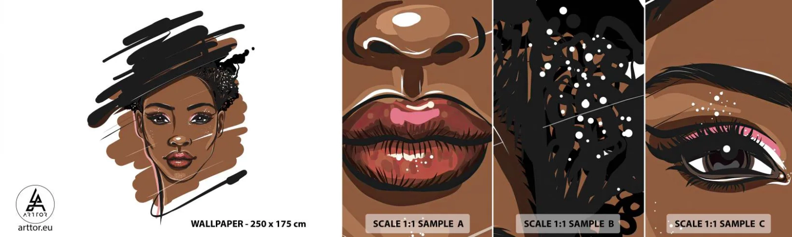 Photo Wallpaper Sample Self-Adhesive Deluxe Sticker - Sweet Like Chocolate - Woman, Fashion, Portrait of a Woman - 100x30 cm