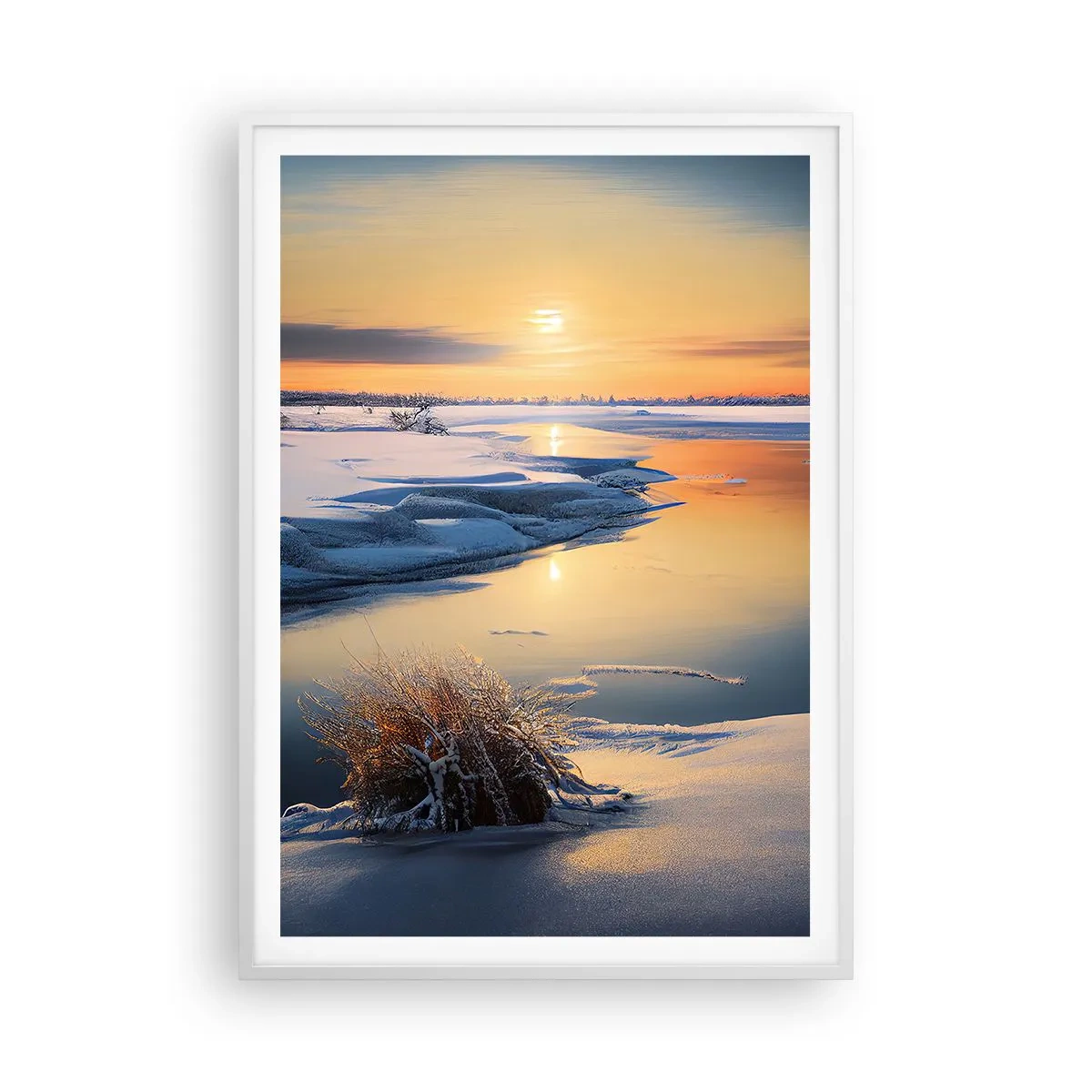 Poster in white frmae - Winter Sunset - 70x100 cm