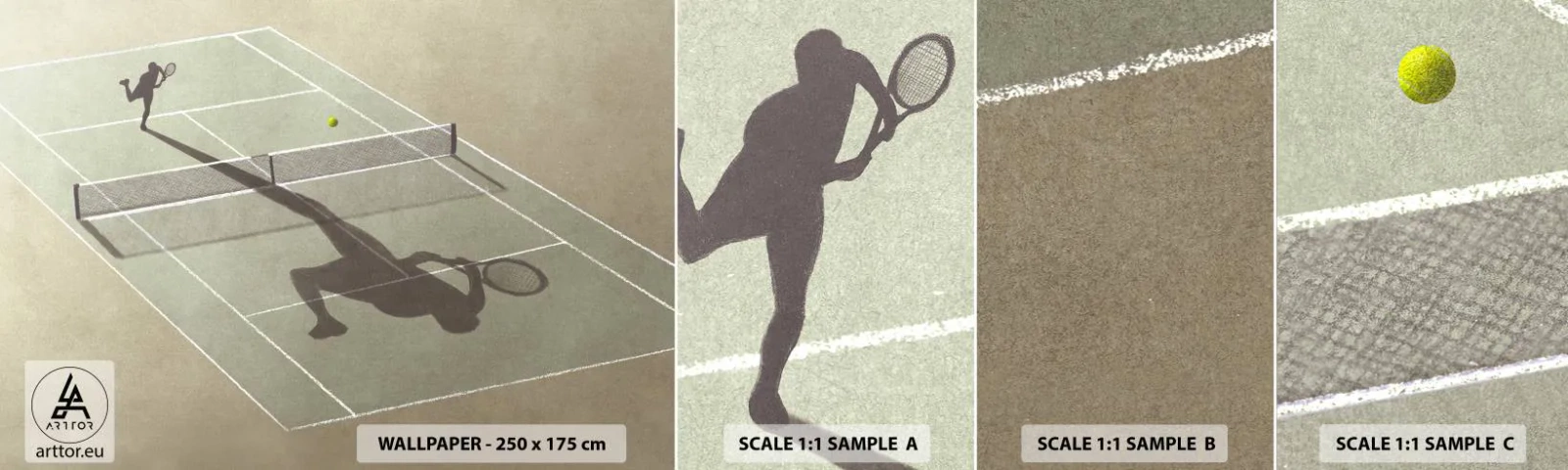 Photo Wallpaper Sample Self-Adhesive Deluxe Sticker - Overcoming Yourself - Tennis, Courts, Sport - 100x30 cm