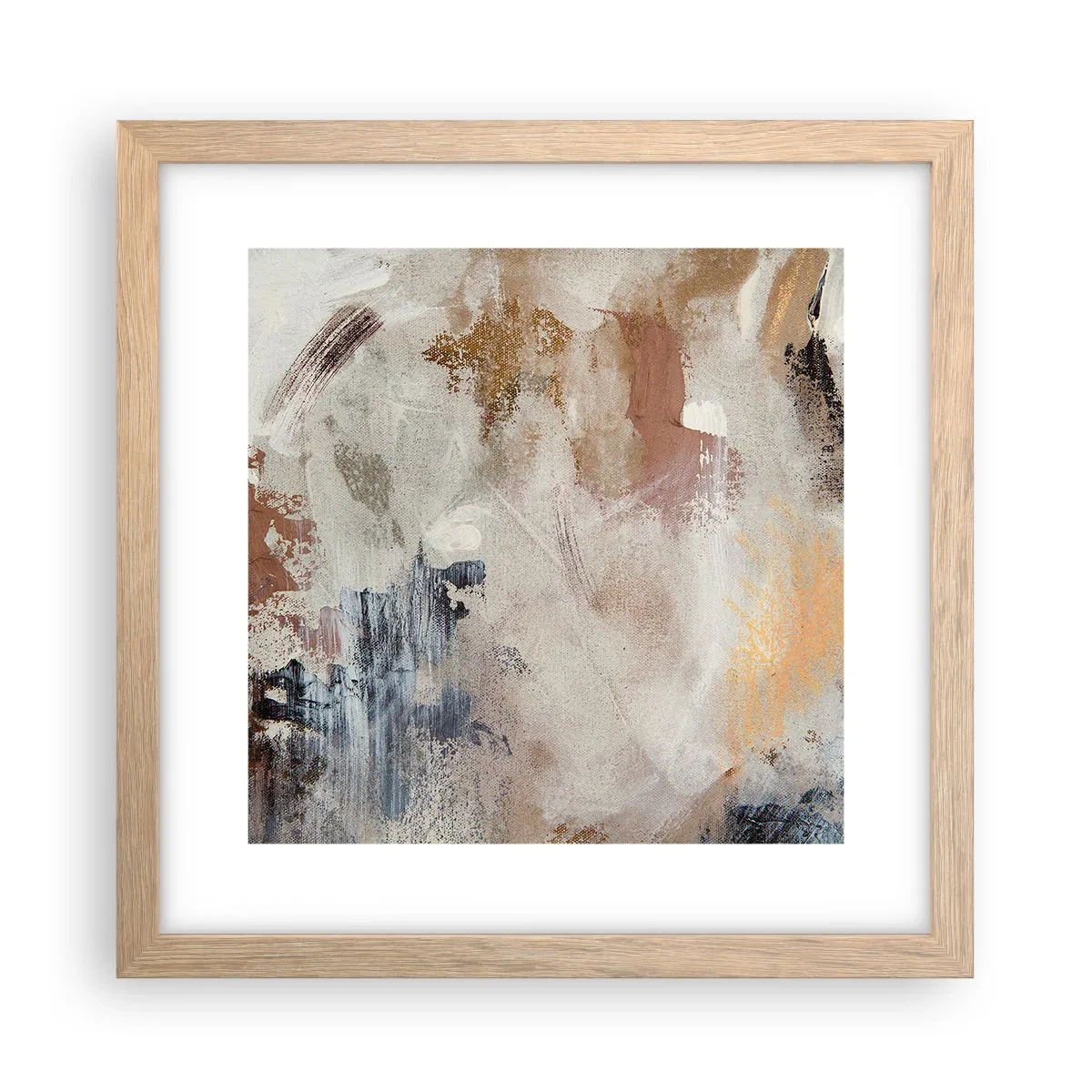 Poster in light oak frame - Foggy Abstract - 30x30 cm
