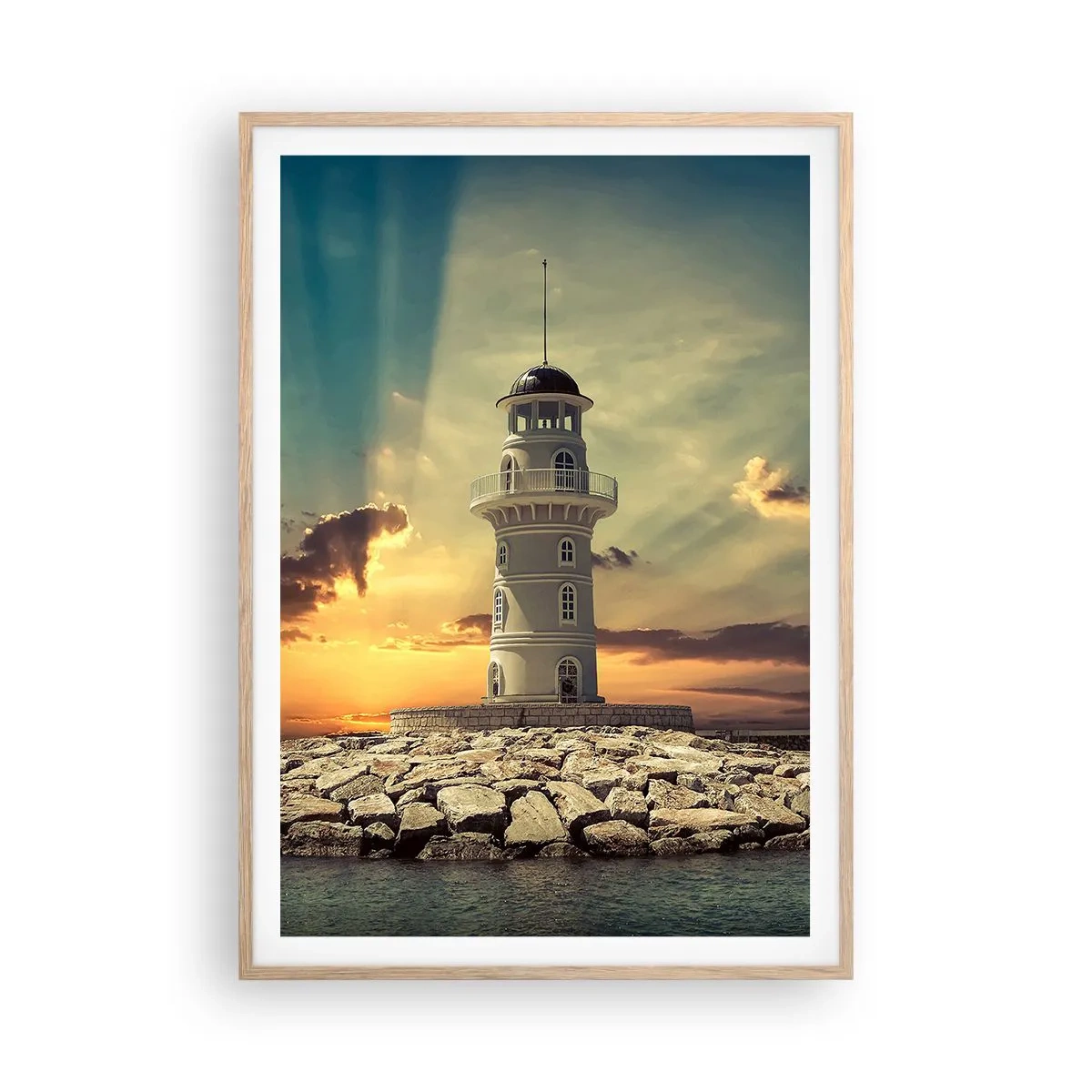 Poster in light oak frame - Light, Hope, Beauty - 70x100 cm