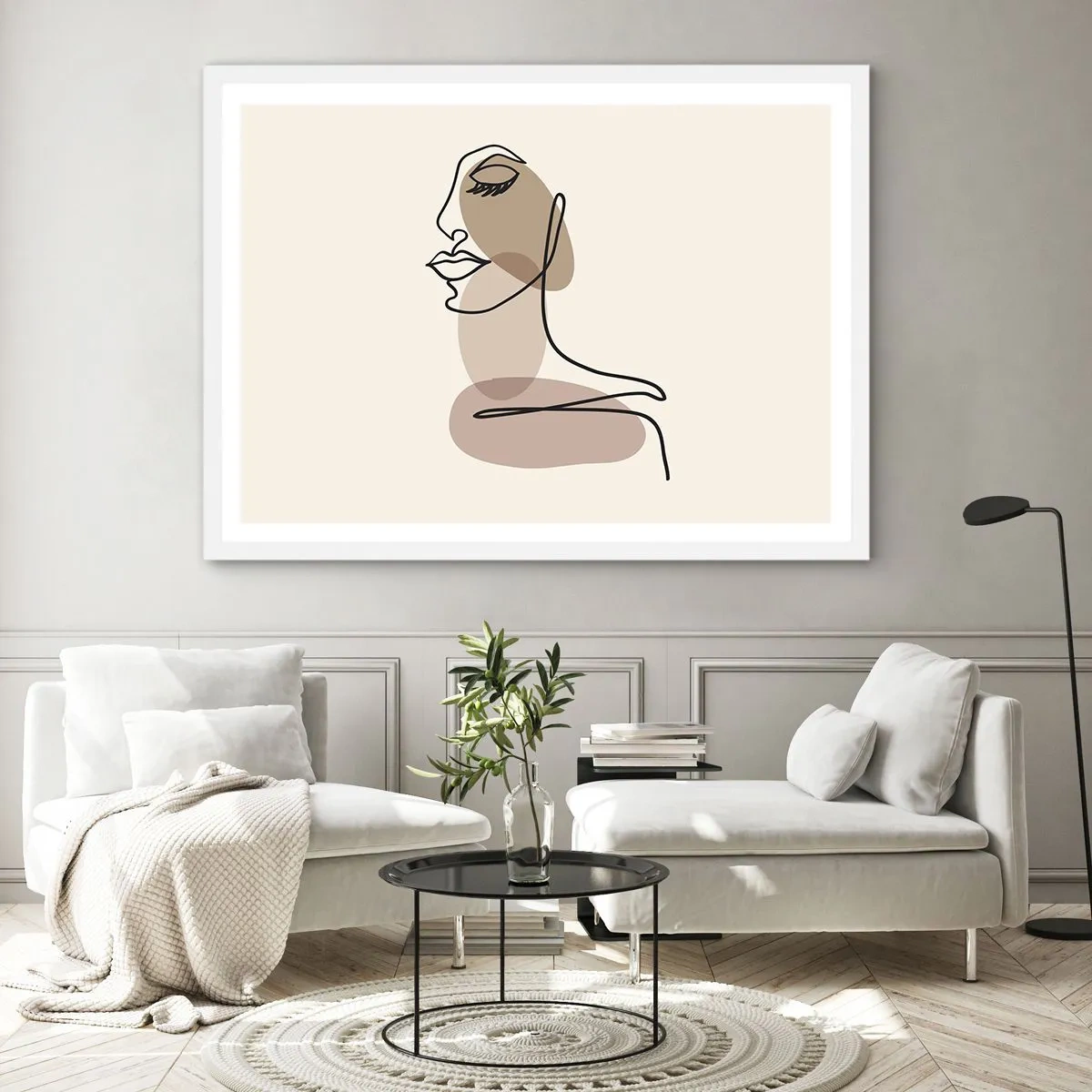 Poster in white frmae - Listening to Herself - 70x50 cm