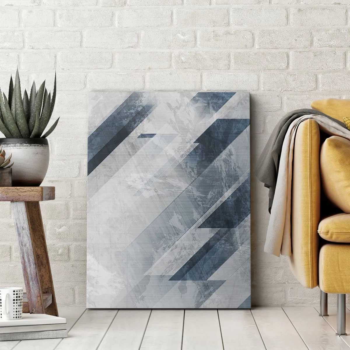 Canvas picture - Spacial Composition - Movement of Greys - 55x100 cm