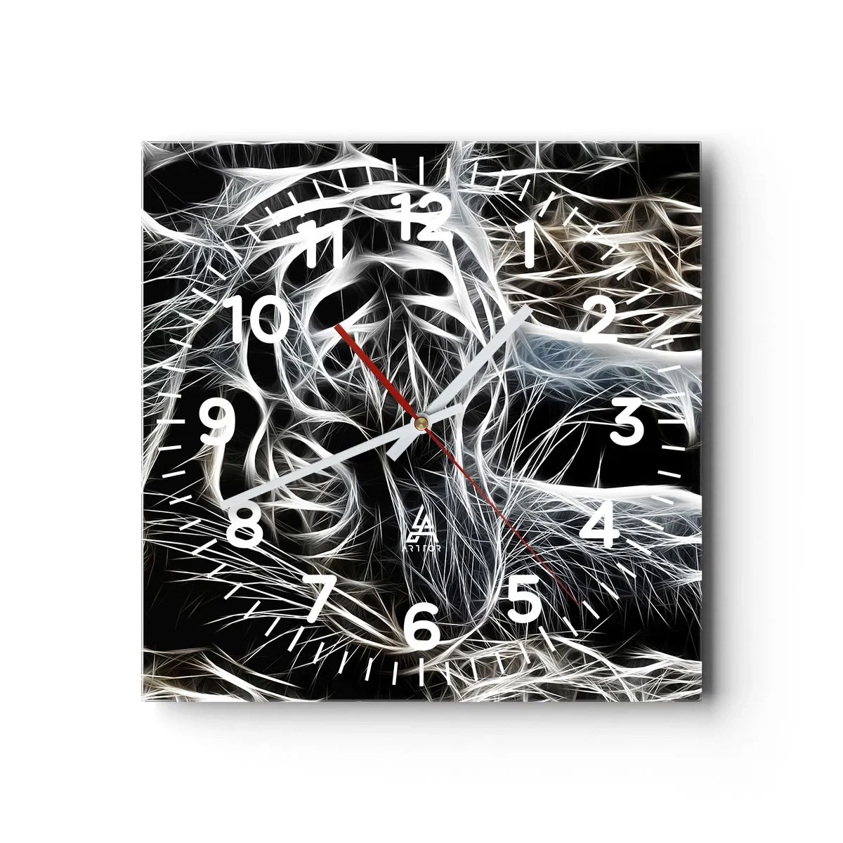 Wall clock - Clock on glass - Study in Lightness of Cats - 40x40 cm