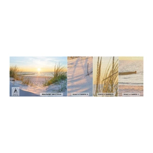 Photo Wallpaper Sample Premium Canvas - Sound of the Sea, Singing of the Birds, Wild Beach among Grass - Landscape, Sea, Dunes - 100x30 cm