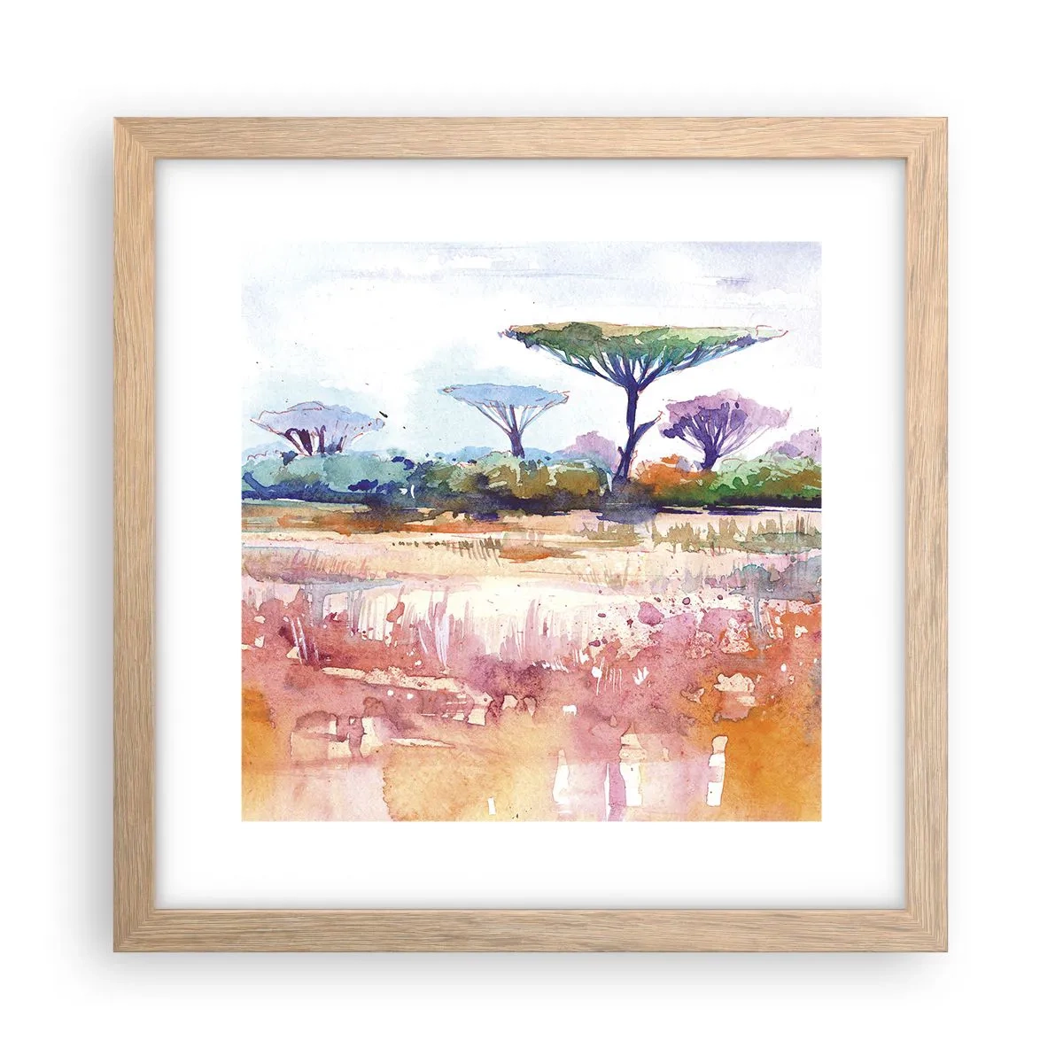 Poster in light oak frame - Colour of Savannah - 30x30 cm