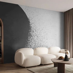 Photo Wallpaper Premium Sand - Movement of Particles - Abstraction, Black and white, Graphics - 150x105 cm