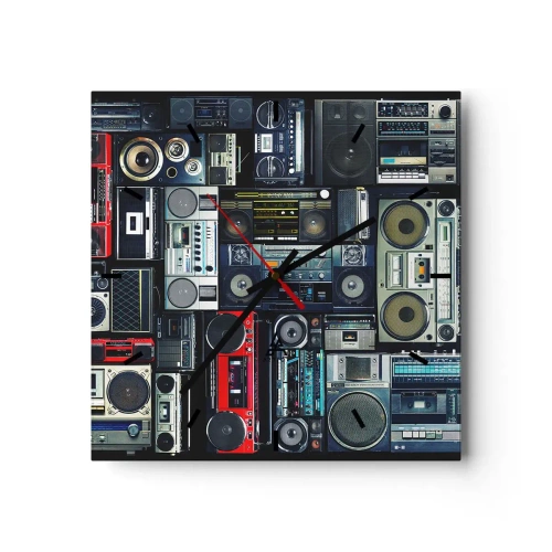 Wall clock - Clock on glass - Nostalgy for the 80-ies - 30x30 cm
