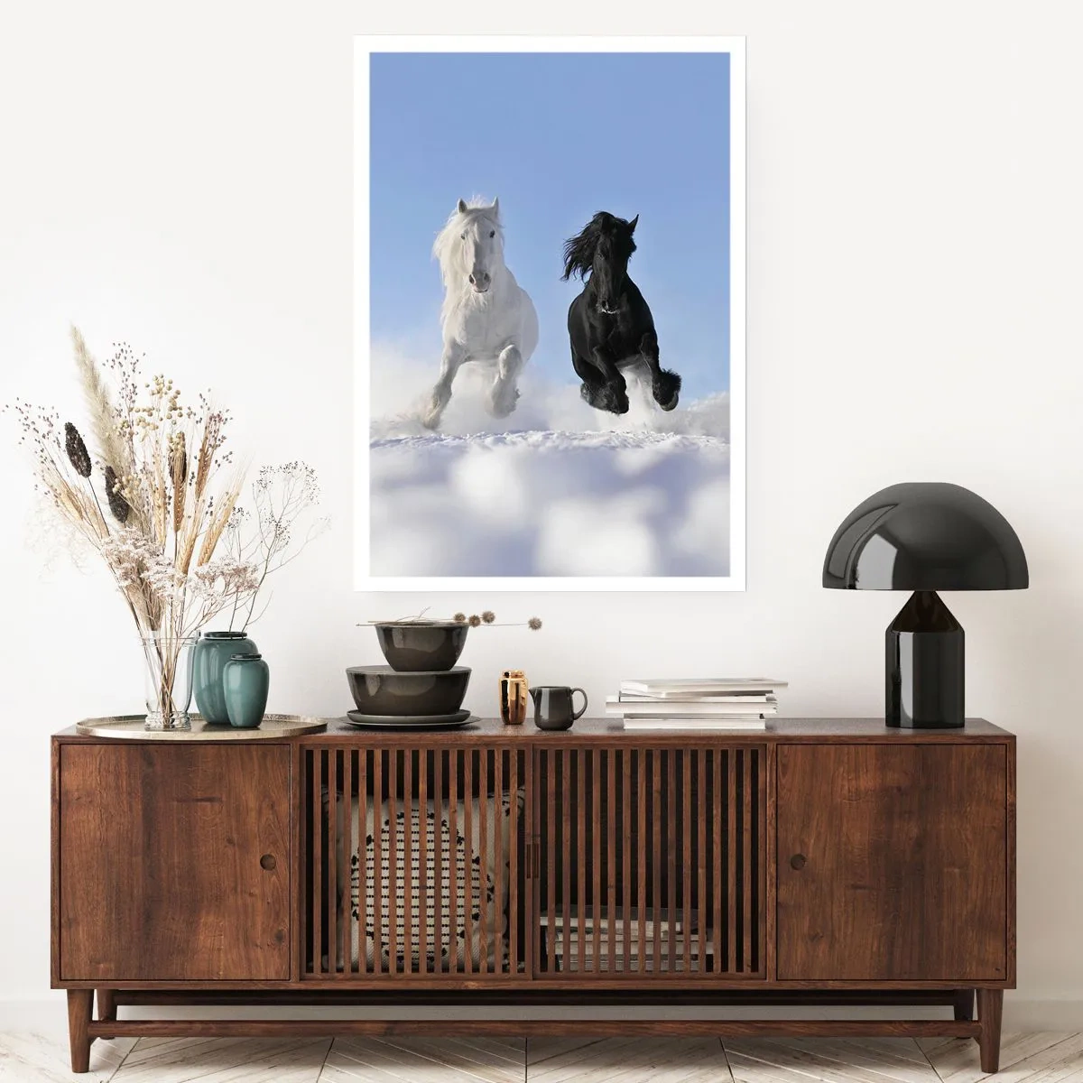Poster - Black and White Gallop - 50x70 cm