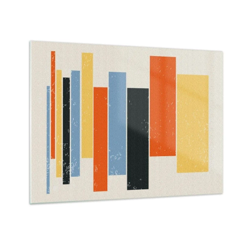 Glass picture - Geometric stripes in a rhythmic composition on a light background - 70x50cm - Notation of Music - Modern wall decoration for the living room and bedroom ARTTOR