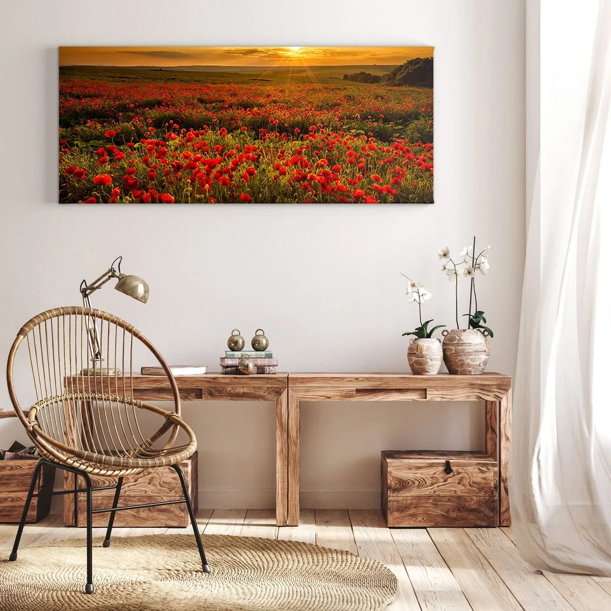 Canvas picture - In the Meadow, among Flood of Flowers - 140x50 cm