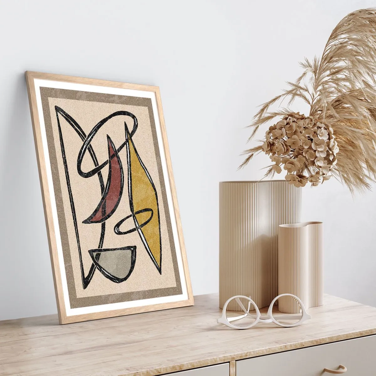 Poster in light oak frame - Verticals and Horizontals - 50x70 cm