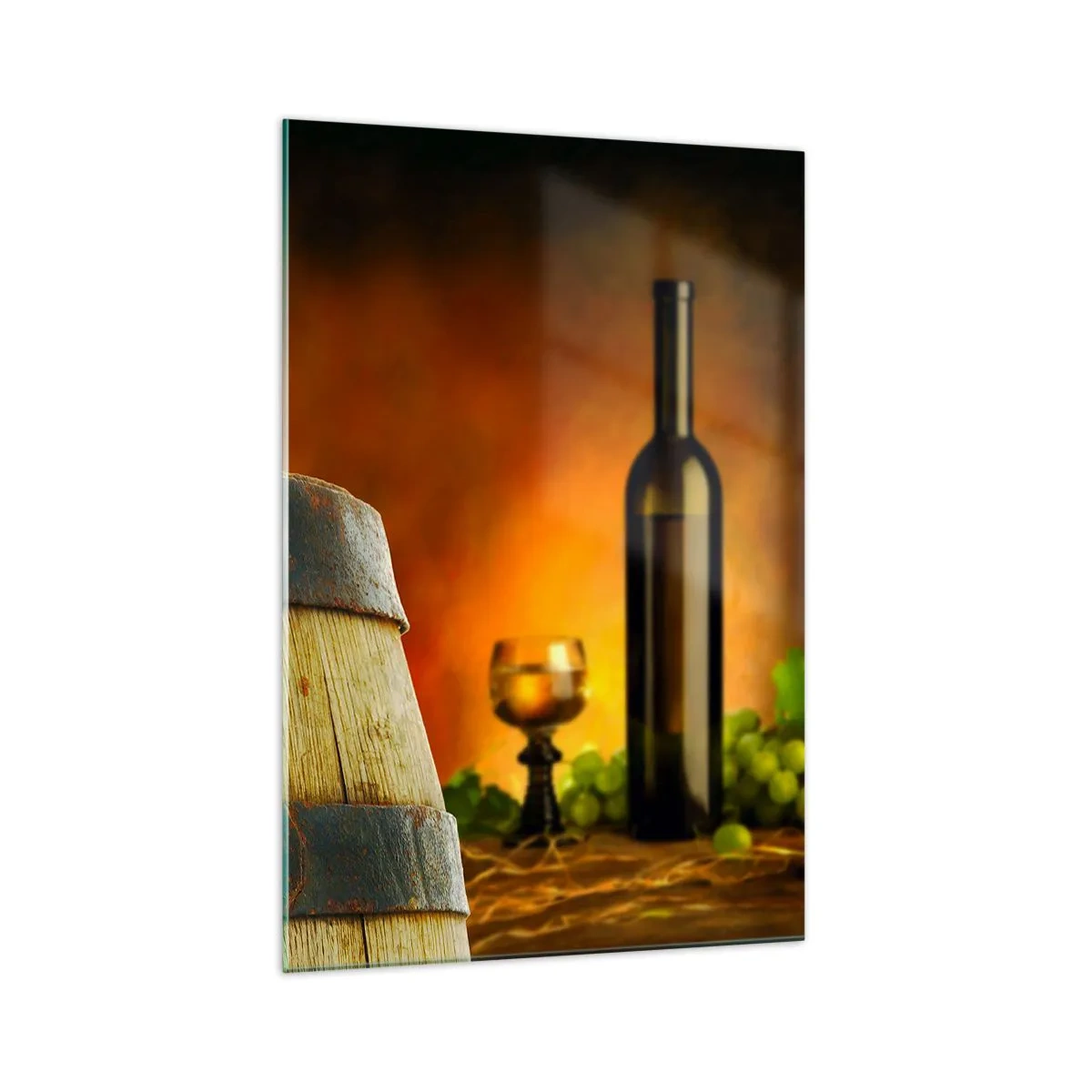 Glass picture - Still Life with a Bottle of Wine and a Bunch of Grapes - 70x100 cm