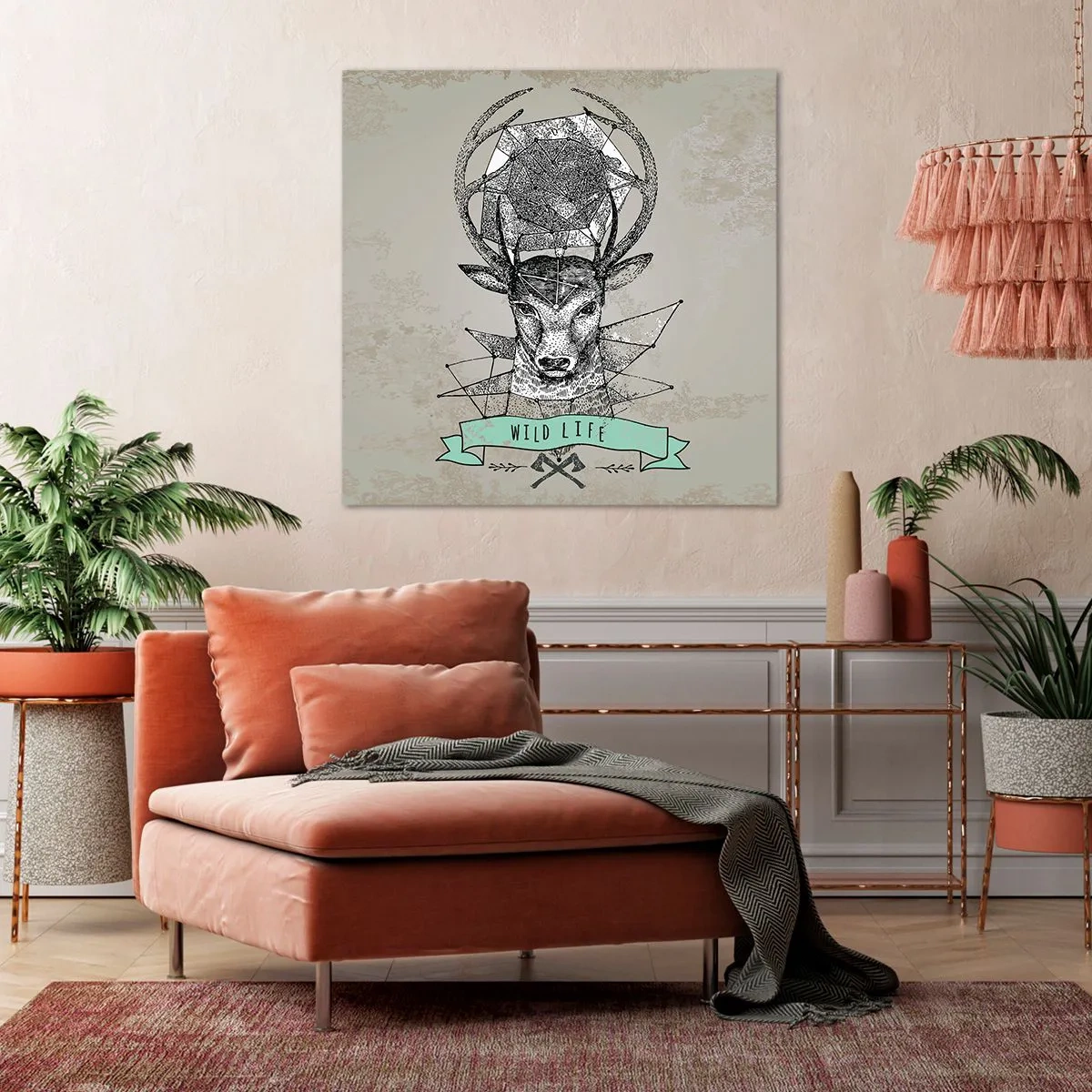 Canvas picture - Vision of St Hubert - 40x40 cm