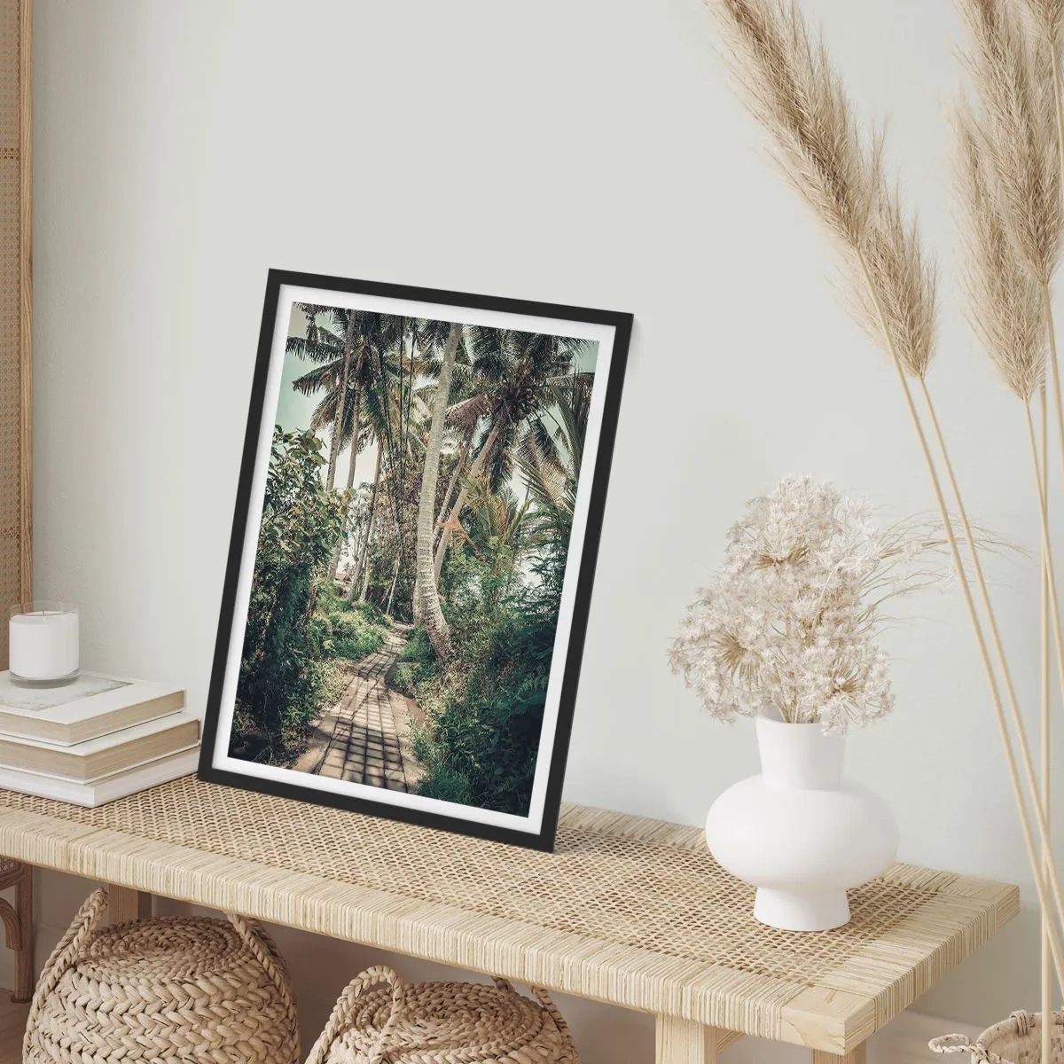 Poster in black frame - Palmtree Alley - 70x100 cm