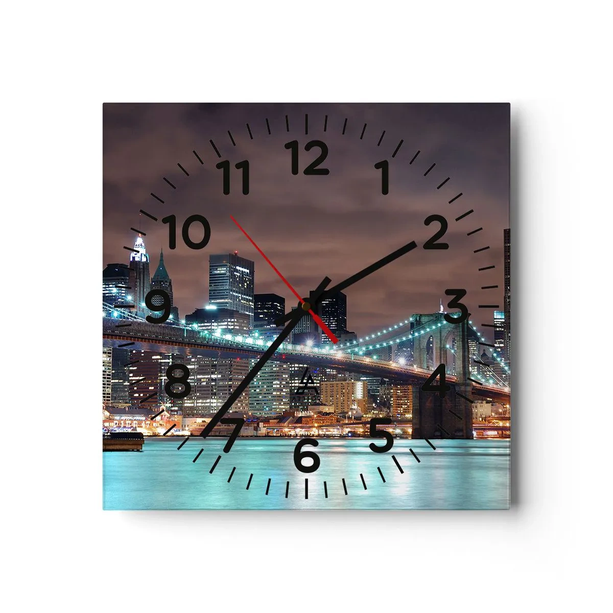 Wall clock - Clock on glass - Big City Lights - 40x40 cm