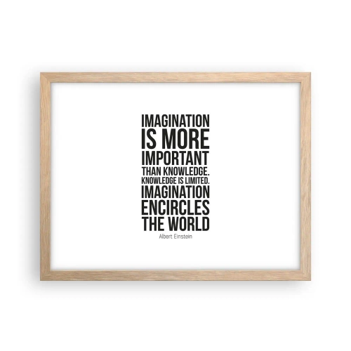 Poster in light oak frame - Einstein about Power of Imagination - 40x30 cm