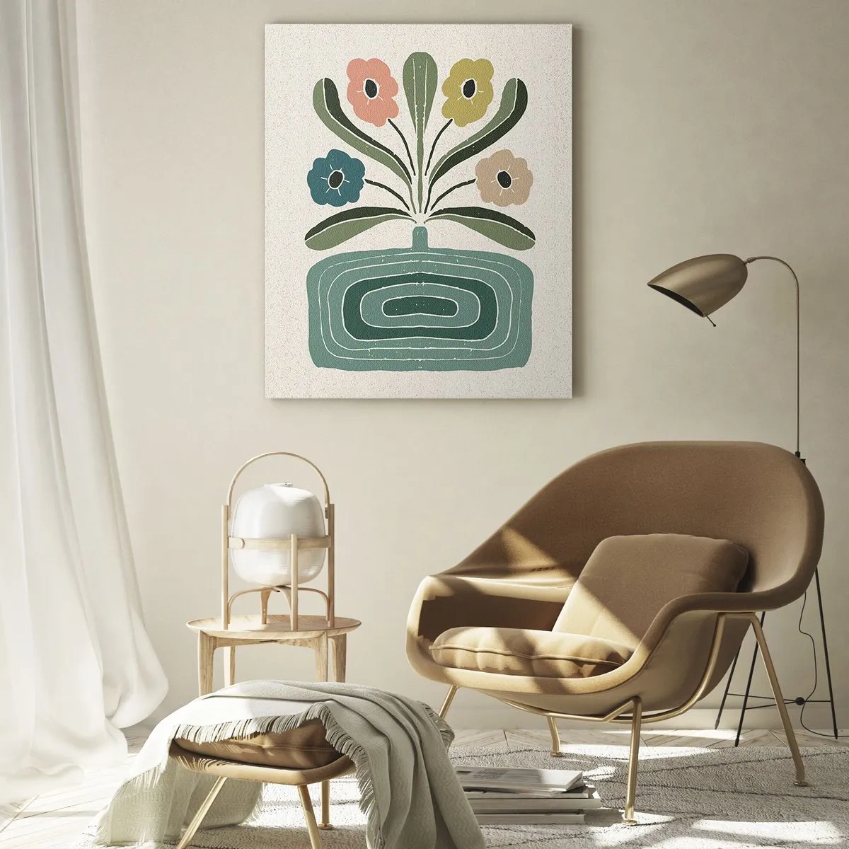 Glass picture - Symmetrical Bouquet - 80x120 cm