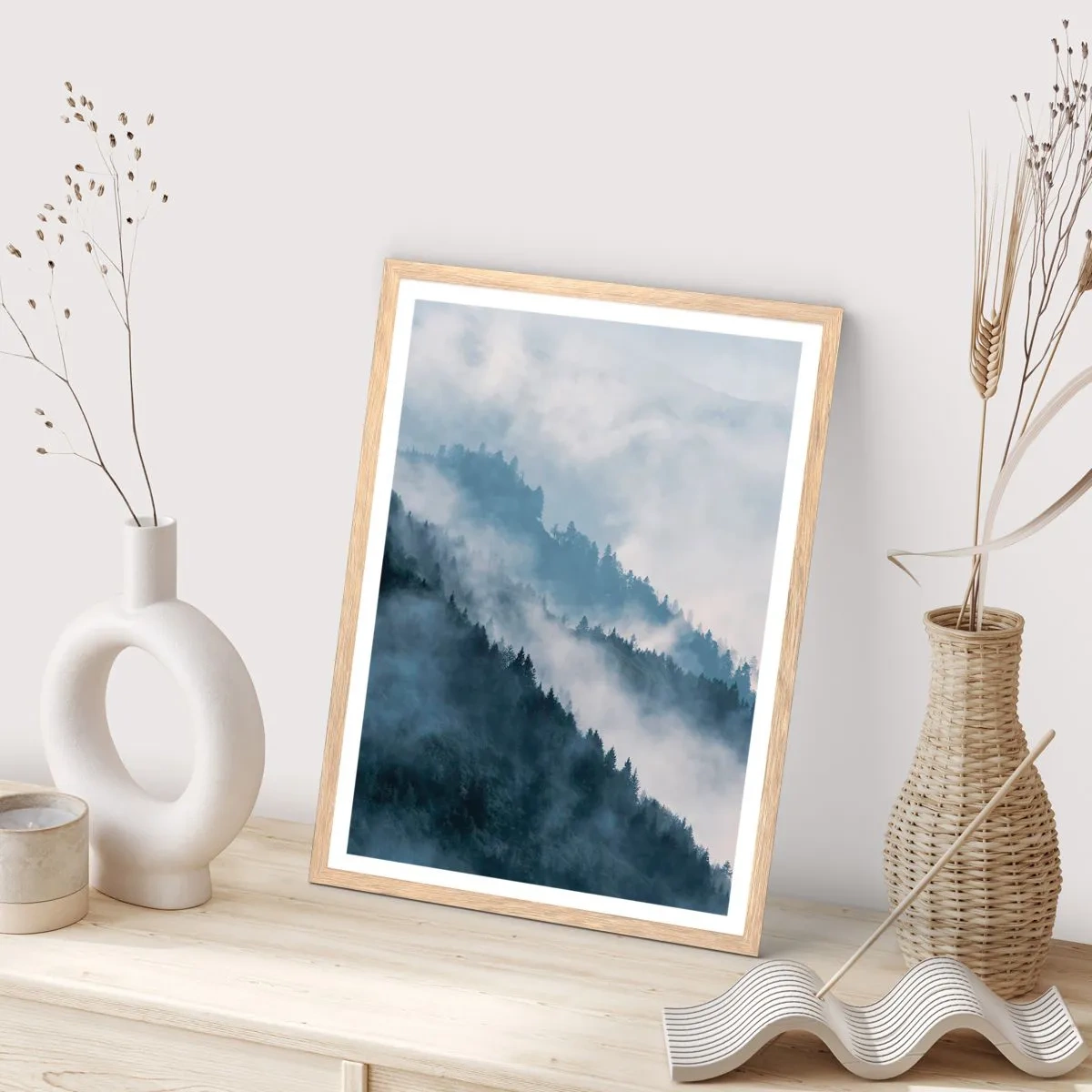 Poster in light oak frame - Mysticism of the Mountains - 30x40 cm