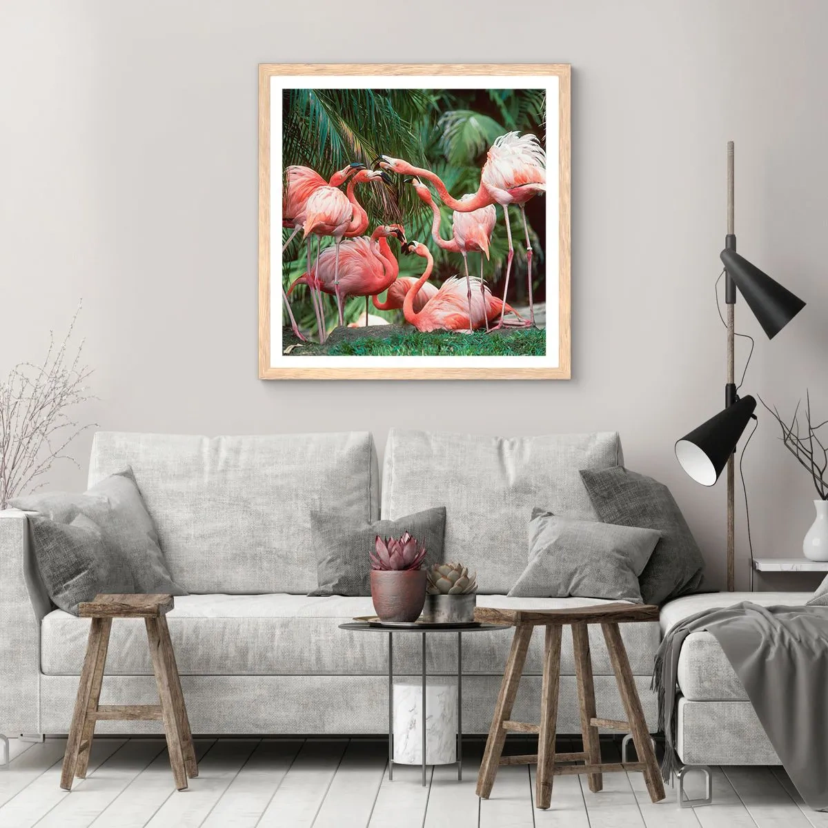 Poster in light oak frame - Afternoon Gossip - 40x40 cm