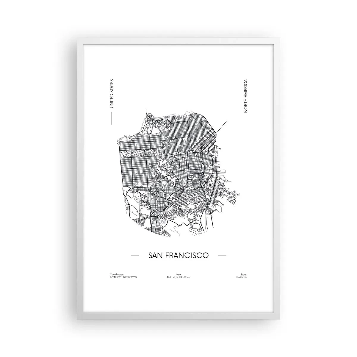 Poster in white frmae - Anatomy of San Francisco - 50x70 cm