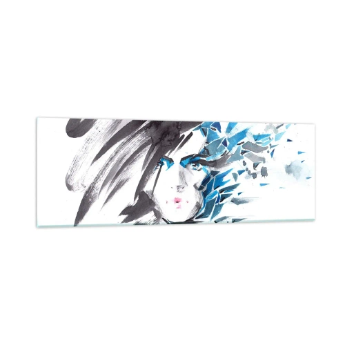 Glass picture - Sensual Portrait in Grey and Blue - 90x30 cm