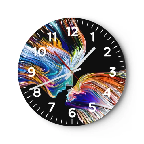 Wall clock - Clock on glass - Fusion of Energy and Light - 30x30 cm