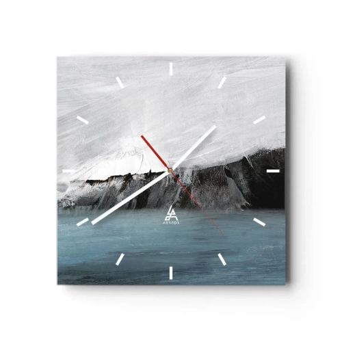 Wall clock - Clock on glass - Water-Earth: Clash of Elements - 30x30 cm