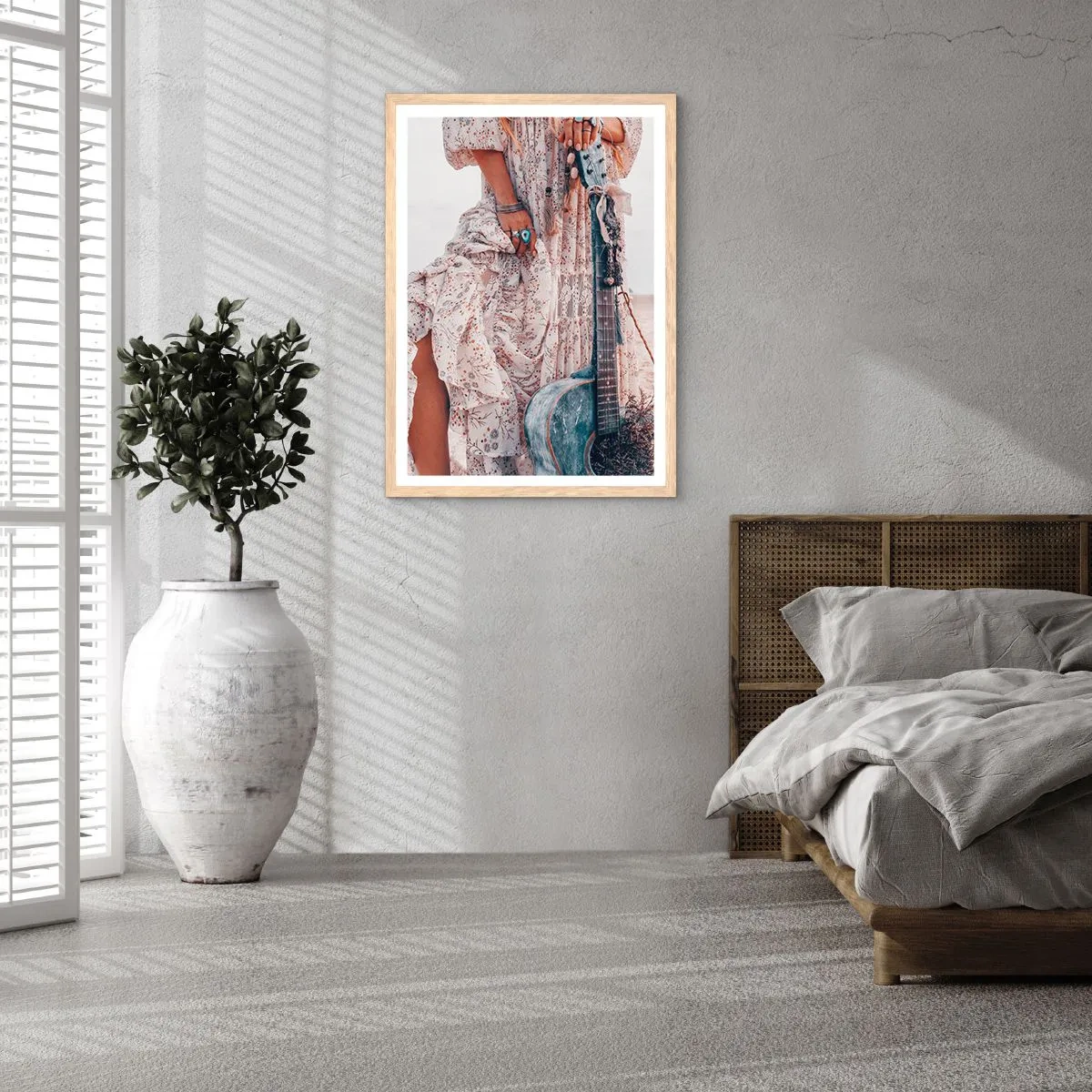 Poster in light oak frame - Flower Chidlren on their Way - 50x70 cm