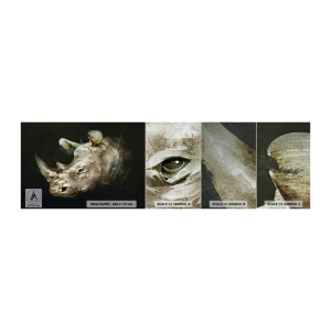 Photo Wallpaper Sample Premium Canvas - Real Man Power - Abstraction, Rhinoceros, Animals - 100x30 cm