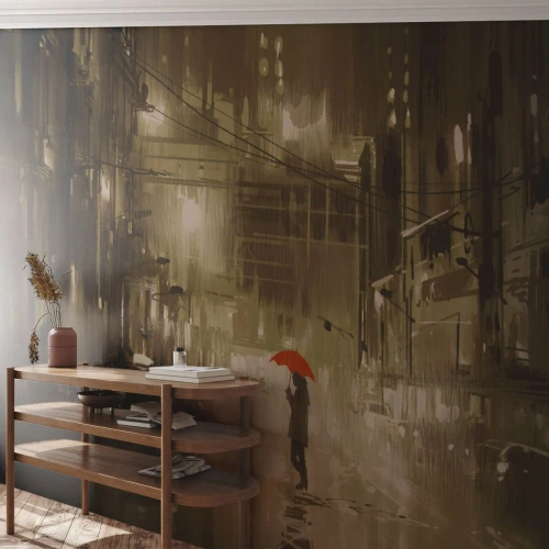 Photo Wallpaper Standard Eco - Alone But Not Lonely - City, Woman, Architecture - 500x350 cm