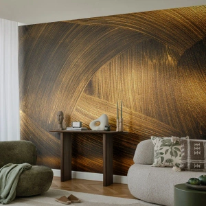 Custom Wallpaper Premium Canvas - In a Golden Labirynth - Abstraction, Piece, Gold
