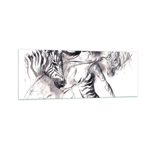 Glass picture - Dancing With Zebras - 140x50 cm