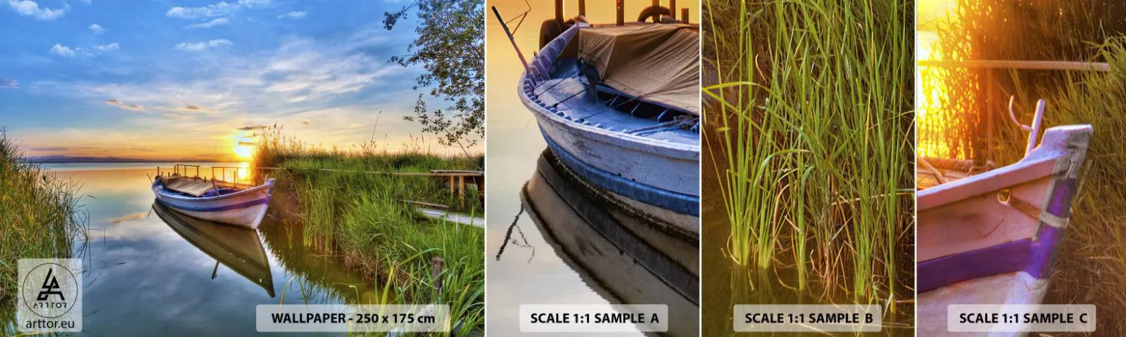 Photo Wallpaper Sample Self-Adhesive Deluxe Sticker - Bay of Fulfilled Dreams - Landscape, Lake, Łódź - 100x30 cm