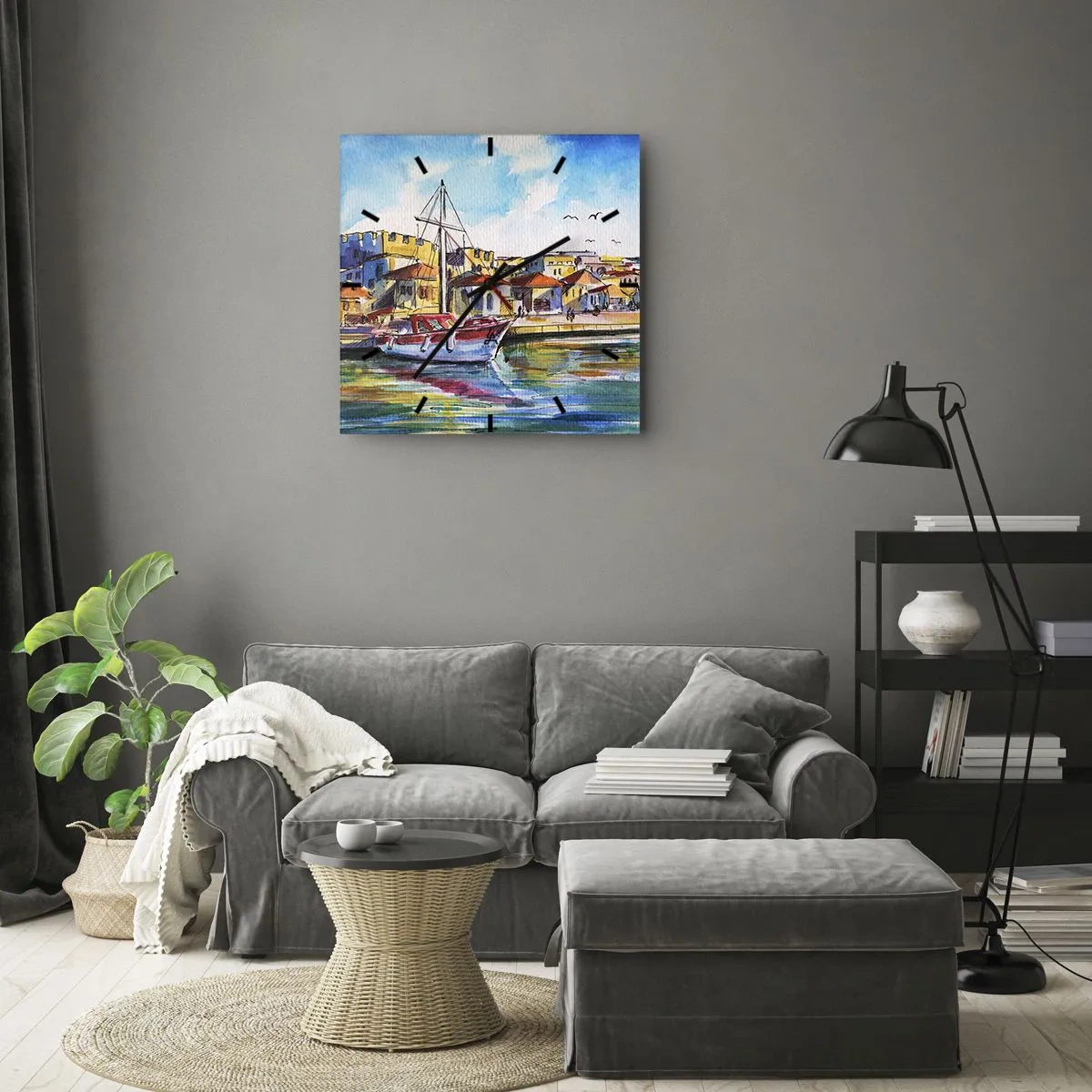 Wall clock - Clock on glass - Rainbow Afternoon - 40x40 cm