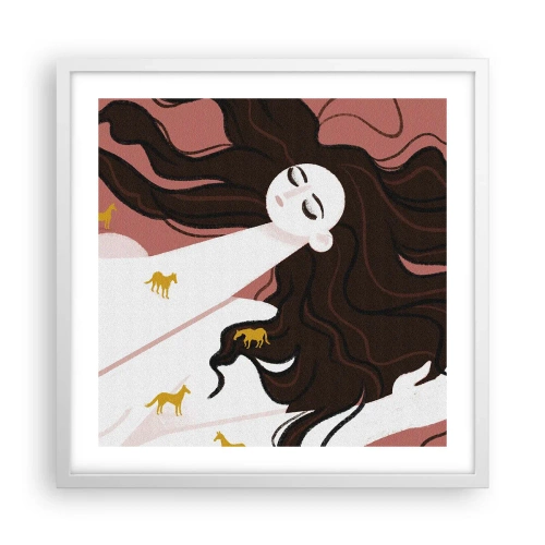 Poster in white frmae - Dream of a Golden Horse - 50x50 cm