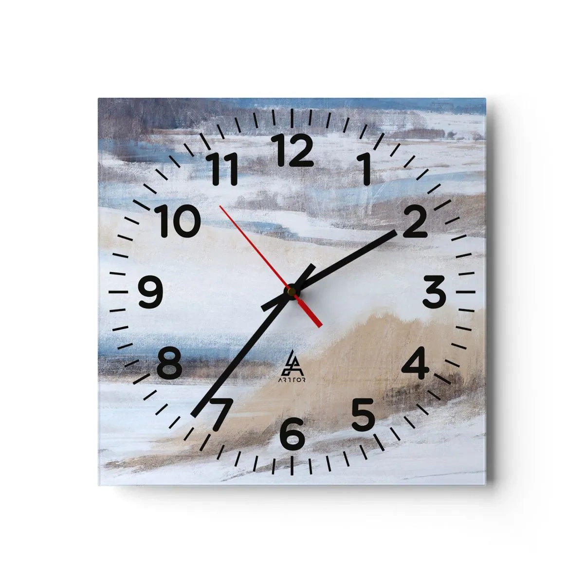 Wall clock - Clock on glass - Winter Composition - 30x30 cm